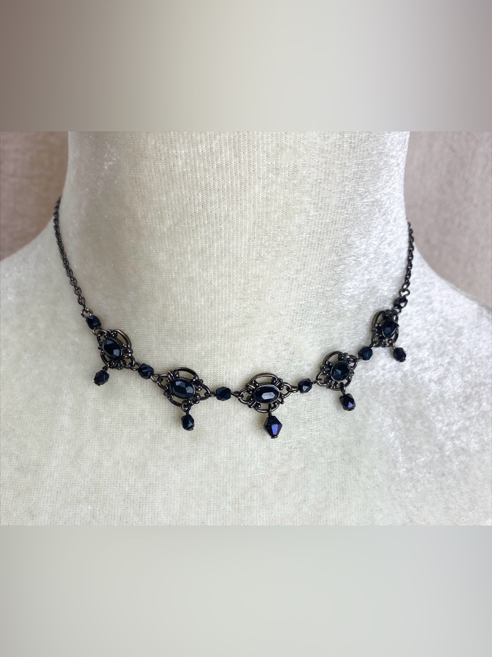 Elegant Black Crystal Drop Necklace - Women Jewelry
